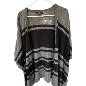 August Silk Gray and Black Striped Poncho